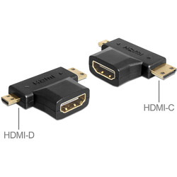 Adapter HDMI-A gniazdo do HDMI-C + HDMI-D wtyk 2in1 Delock 65446