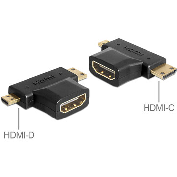 Adapter HDMI-A gniazdo do HDMI-C + HDMI-D wtyk 2in1 Delock 65446