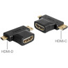 Adapter HDMI-A gniazdo do HDMI-C + HDMI-D wtyk 2in1 Delock 65446