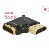 Adapter HDMI-A wtyk do HDMI-A gniazdo kątowy 90° prawo kątowy 4K obudowa metalowa Delock 65661