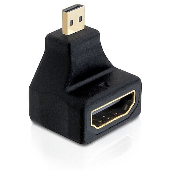 Adapter HDMI kątowy micro D męski (M) A żeński (F) High Speed with Ethernet Delock 65270