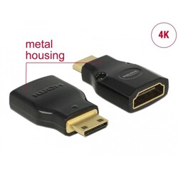 Adapter mini HDMI-C wtyk do A gniazdo 4K obudowa metalowa Delock 65665