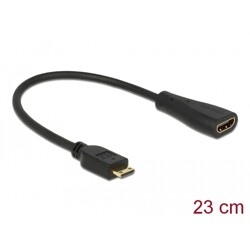 Przewód połączeniowy mini HDMI-C wtyk do HDMI-A gniazdo High Speed Ethernet 23cm Delock 65650