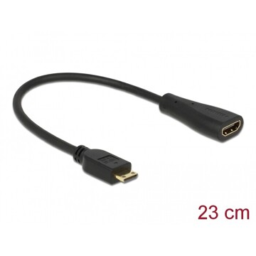 Przewód połączeniowy mini HDMI-C wtyk do HDMI-A gniazdo High Speed Ethernet 23cm Delock 65650