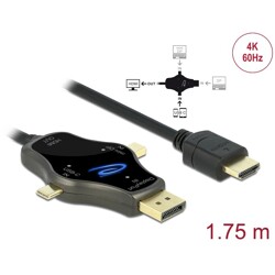Kabel do monitora 3w1 USB-C /  DisplayPort / mini DisplayPort 4K 60Hz Delock 85974