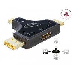 Adapter do monitora 3w1 HDMI / DisplayPort / mini-DisplayPort HDMI 4K 60Hz Delock 64059