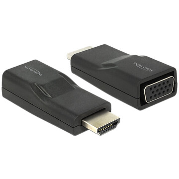 Adapter HDMI męski do VGA żeński czarny Delock 65655