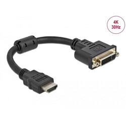Adapter HDMI męski do DVI 24+5 żeńskiego 4K 30Hz 20cm Delock 65206