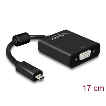 Adapter HDMI Micro-D męski do VGA żeński z funkcją audio czarny Delock 65558