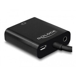 Adapter HDMI Micro-D męski do VGA żeński z funkcją audio czarny Delock 65558 Adapter HDMI Micro-D męski do VGA żeński z funkcją audio czarny Delock 65558