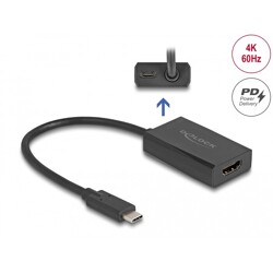 Adapter HDMI żeński na USB typu C męski (DP Alt Mode) 4K z PD 100 W Delock 61058