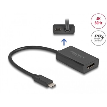 Adapter HDMI żeński na USB typu C męski (DP Alt Mode) 4K z PD 100 W Delock 61058