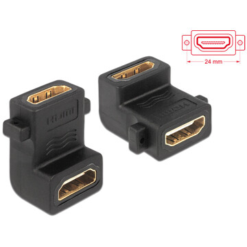 Adapter HDMI-A gniazdo do A gniazdo kątowy 90° kątowy gniazdo śrubowe Delock 65510