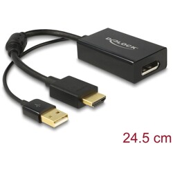 Adapter HDMI-A męski do gniazdo DisplayPort 1.2 żeński czarny Delock 62667