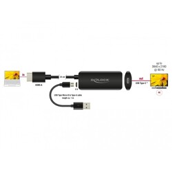 Adapter HDMI-A męski do USB typu C żeński czarny Delock 63251 Adapter HDMI-A męski do USB typu C żeński czarny Delock 63251