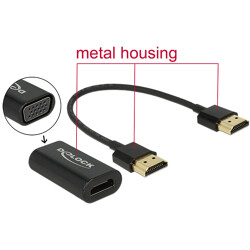 Adapter HDMI-A wtyk męski do VGA żeński metalowa obudowa 15cm Delock 65667