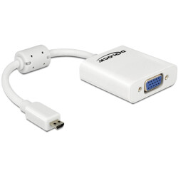 Adapter HDMI-micro D męski do VGA żeński biały Delock 65347