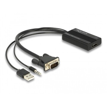 Adapter HDMI-VGA ze złączem audio 25cm Delock 64172
