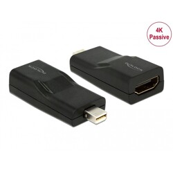 Adapter mini gniazdo DisplayPort 1.2męski do HDMI żeński 4K pasywne czarny Delock 65686