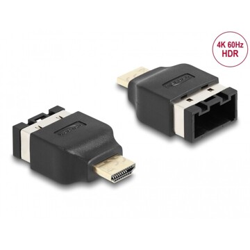 Adapter samochodowy HDMI, żeński HDMI-E do męskiego HDMI-A 4K 60Hz Delock 65963