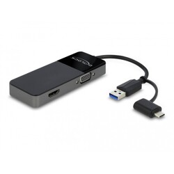 Adapter USB 3.2 Gen 1 do 4K HDMI + VGA z rozgałęziaczem Delock 64085 Adapter USB 3.2 Gen 1 do 4K HDMI + VGA z rozgałęziaczem Delock 64085