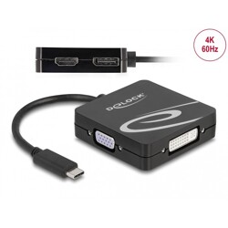 Adapter USB typu C do portów VGA, DVI, HDMI-Albo gniazdo DisplayPort Delock 63129