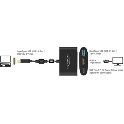 Adapter USB typu C męski do HDMI żeński (DP Alt Mode) 4K 30Hz PD Delock 62991 Adapter USB typu C męski do HDMI żeński (DP Alt Mode) 4K 30Hz PD Delock 62991