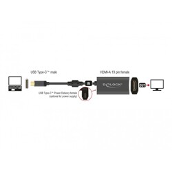 Adapter USB Typ-C męski - HDMI żeński (DP Alt Mode) 4K 60Hz Delock 62988