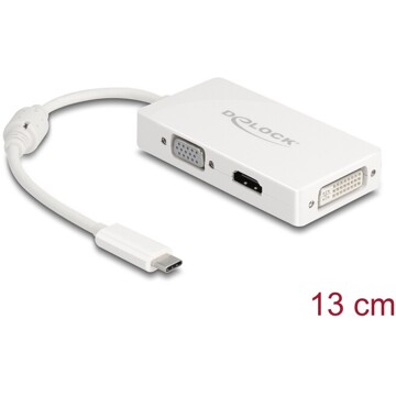 Adapter USB typu C męski do VGA / HDMI / DVI żeński biały Delock 63924