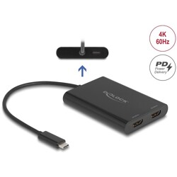 Adapter USB typu C na 2x HDMI 4K 60Hz z grafiką DisplayLink® i USB PD Delock 64309