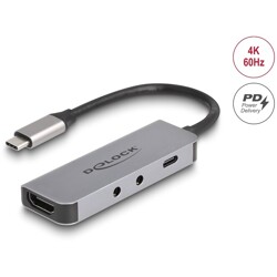 Adapter USB typu C na HDMI 4K 60Hz zestaw słuchawki i mikrofon PD 95W Delock 61064