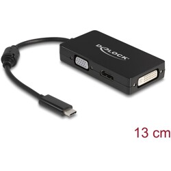 Adapter USB typu C wtyk do VGA / HDMI / DVI gniazdo czarny Delock 63925