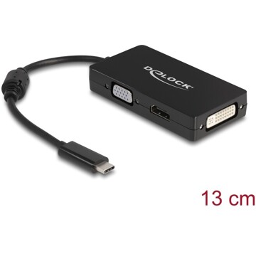 Adapter USB typu C wtyk do VGA / HDMI / DVI gniazdo czarny Delock 63925