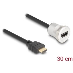 HDMI wbudowane żeńskie złącze 8K 60Hz z wtyczką kablową 30cm aluminiowe Delock 88180