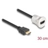 HDMI wbudowane żeńskie złącze 8K 60Hz z wtyczką kablową 30cm aluminiowe Delock 88180