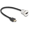 HDMI wbudowane żeńskie złącze 8K 60Hz z wtyczką kablową 30cm aluminiowe Delock 88180