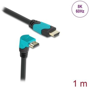 Przewód HDMI 8K HighSpeed męsko-męski kątowy 90° zagięty do dółu 1m Delock 86991