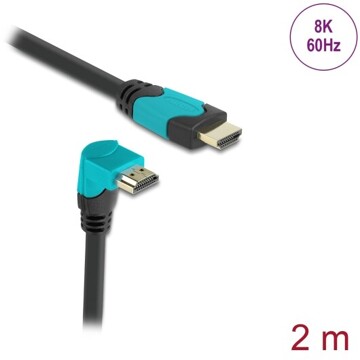 Przewód HDMI 8K HighSpeed męsko-męski kątowy 90° zagięty do dółu 2m Delock 86992