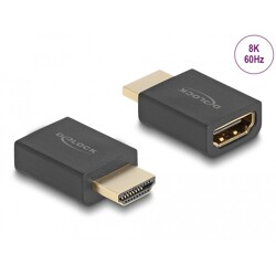 High Speed HDMI z adapterem Ethernet męski na żeński 8K 60Hz, czarny Delock 66460