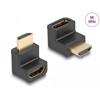 High Speed HDMI z adapterem Ethernet męski na żeński kątowy 8K 60Hz, czarny Delock 66458