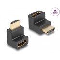 High Speed HDMI z adapterem Ethernet męski na żeński kątowy 8K 60Hz, czarny Delock 66458