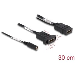 Przewód HDMI 4K 60Hz z linią zasilania DC 2,1 x 5,5mm 0,30 m na panel Delock 87038