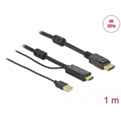 Przewód HDMI do gniazdo DisplayPort 4K 30Hz 1m Delock 85963