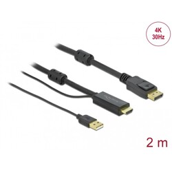 Przewód HDMI do gniazdo DisplayPort 4K 30Hz 2m Delock 85964