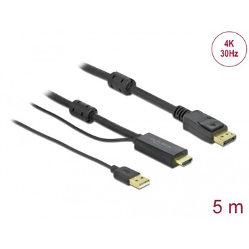 Przewód HDMI do gniazdo DisplayPort 4K 30Hz 5m Delock 85966
