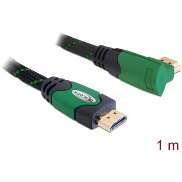 Przewód High Speed HDMI Ethernet HDMI-A męsko-męski kątowe 4K 1m Delock 82951