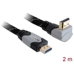 Przewód High Speed HDMI Ethernet HDMI-A męsko-męski kątowe 4K 2m Delock 82994
