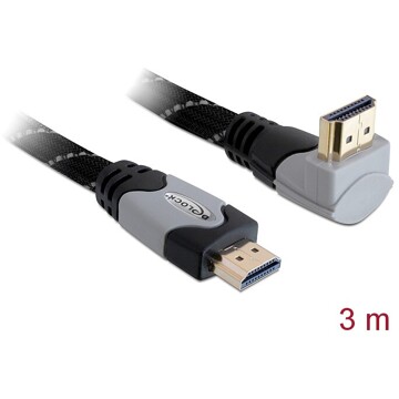 Przewód High Speed HDMI Ethernet HDMI-A męsko-męski kątowe 4K 3m Delock 83045