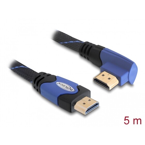 Przewód High Speed HDMI Ethernet HDMI-A męsko-męski kątowe 4K 5m Delock 82958