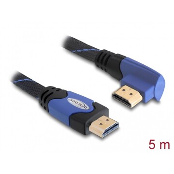 Przewód High Speed HDMI Ethernet HDMI-A męsko-męski kątowe 4K 5m Delock 82958